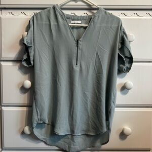 Maurices Teal Zipper V-Neck Blouse